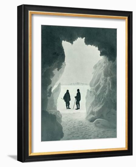 'An Ice Grotto - Tent Island in Distance (Captain Scott and Wright)', c1911, (1913)-Herbert Ponting-Framed Photographic Print