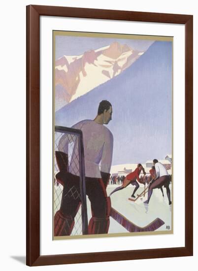 An Ice-Hockey Match in Chamonix France-Roger Broders-Framed Photographic Print