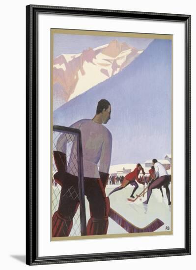 An Ice-Hockey Match in Chamonix France-Roger Broders-Framed Photographic Print