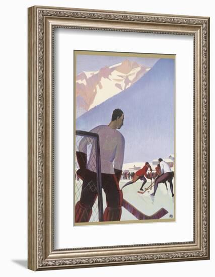 An Ice-Hockey Match in Chamonix France-Roger Broders-Framed Photographic Print