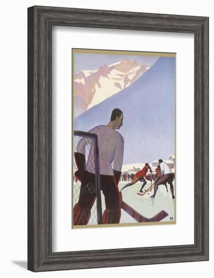 An Ice-Hockey Match in Chamonix France-Roger Broders-Framed Photographic Print