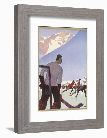 An Ice-Hockey Match in Chamonix France-Roger Broders-Framed Photographic Print