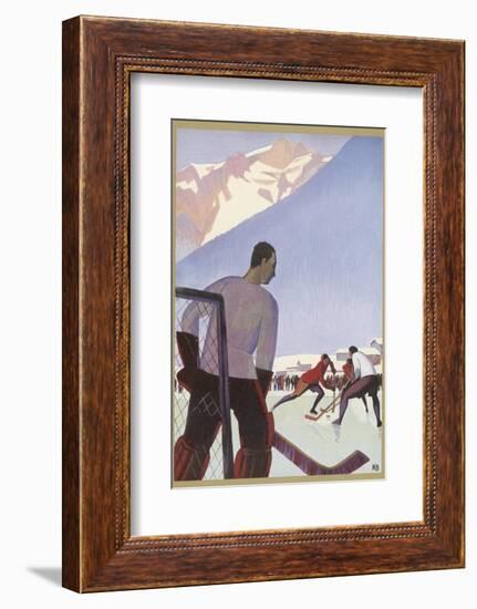 An Ice-Hockey Match in Chamonix France-Roger Broders-Framed Photographic Print