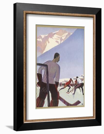 An Ice-Hockey Match in Chamonix France-Roger Broders-Framed Photographic Print