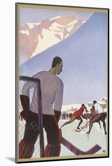 An Ice-Hockey Match in Chamonix France-Roger Broders-Mounted Photographic Print