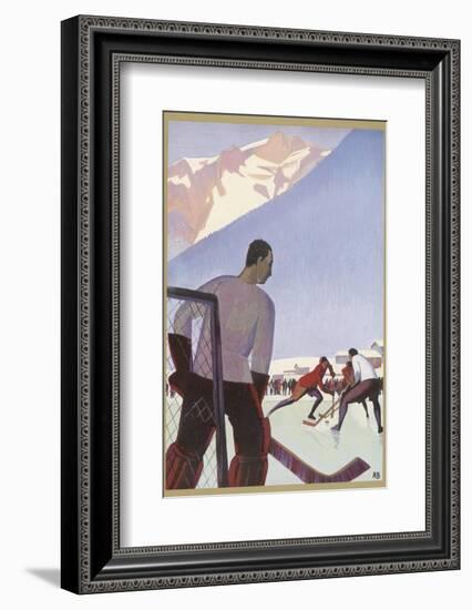 An Ice-Hockey Match in Chamonix France-Roger Broders-Framed Photographic Print