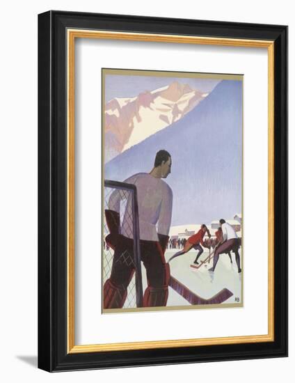 An Ice-Hockey Match in Chamonix France-Roger Broders-Framed Photographic Print