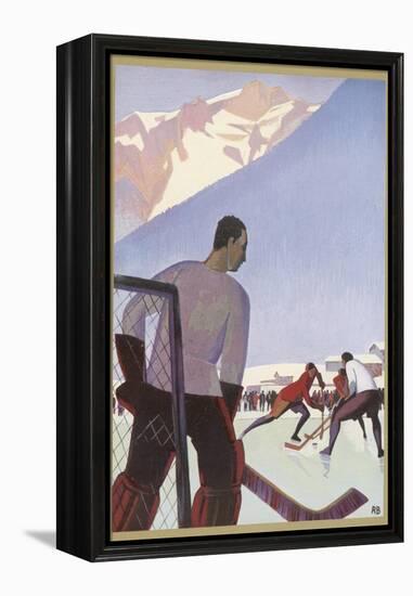 An Ice-Hockey Match in Chamonix France-Roger Broders-Framed Premier Image Canvas