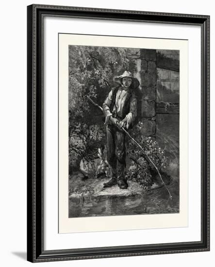 An Idle Dog. Fishing, Stream, Outdoors, Romantic, John S. Davis, Printer-null-Framed Giclee Print