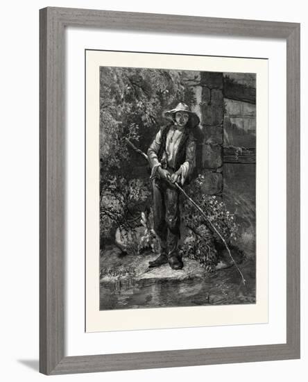 An Idle Dog. Fishing, Stream, Outdoors, Romantic, John S. Davis, Printer-null-Framed Giclee Print