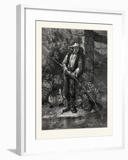 An Idle Dog. Fishing, Stream, Outdoors, Romantic, John S. Davis, Printer-null-Framed Giclee Print