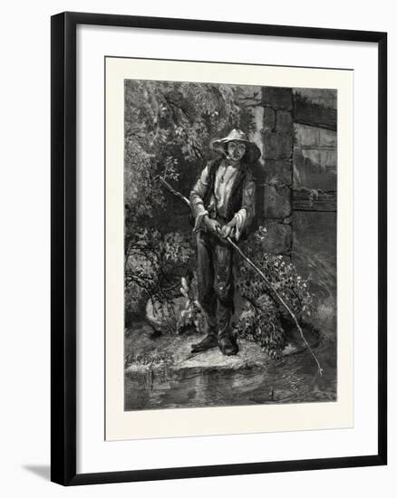 An Idle Dog. Fishing, Stream, Outdoors, Romantic, John S. Davis, Printer-null-Framed Giclee Print