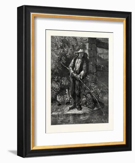 An Idle Dog. Fishing, Stream, Outdoors, Romantic, John S. Davis, Printer-null-Framed Giclee Print