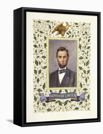 An Illuminated Page with a Miniature Portrait of Abraham Lincoln, 1928-Alberto Sangorski-Framed Premier Image Canvas