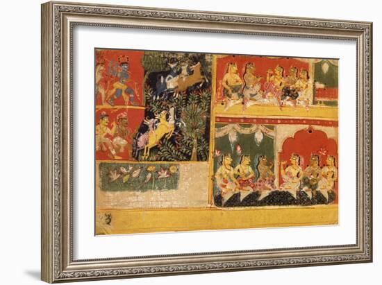 An Illustration to the 'Bhagvata Purana', Book X, Chapter 21, C.1525 (W/C and Ink on Paper)-null-Framed Giclee Print