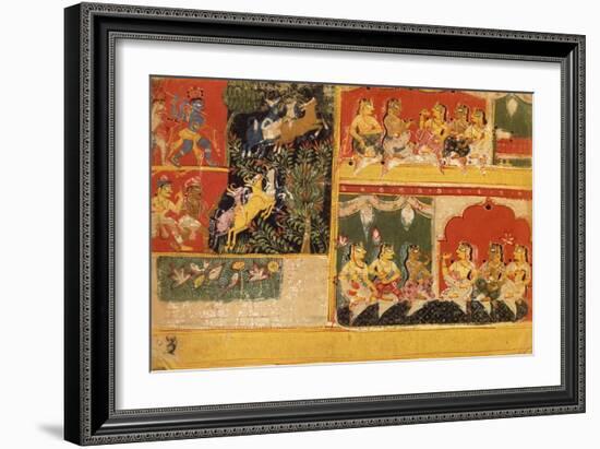 An Illustration to the 'Bhagvata Purana', Book X, Chapter 21, C.1525 (W/C and Ink on Paper)-null-Framed Giclee Print