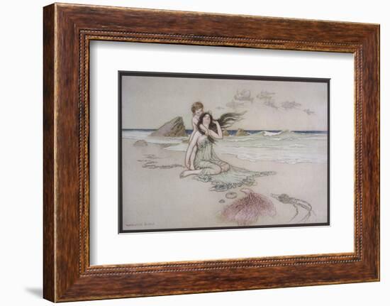 An Illustration to the Song of the River: Play by Me Bathe in Me Mother and Child-Warwick Goble-Framed Photographic Print