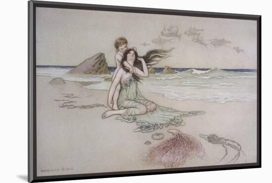 An Illustration to the Song of the River: Play by Me Bathe in Me Mother and Child-Warwick Goble-Mounted Photographic Print