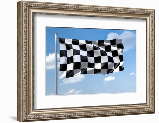 An Image Of A Formula1 Flag In The Blue Sky-magann-Framed Photographic Print