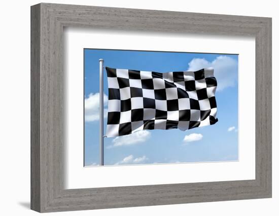 An Image Of A Formula1 Flag In The Blue Sky-magann-Framed Photographic Print