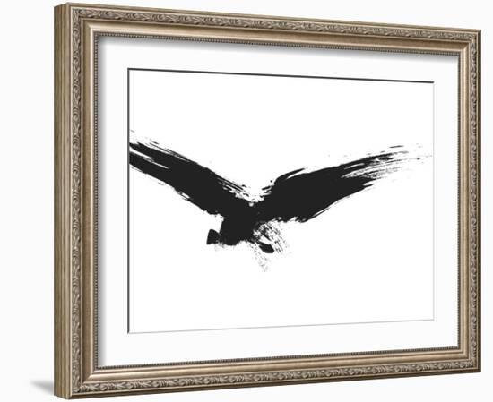 An Image Of A Grunge Black Bird-magann-Framed Art Print