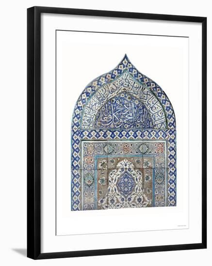 An Important Diyarbekir Tile Mihrab of Ogival Arched Form Comprising Twelve Tiles, circa 1570-null-Framed Giclee Print