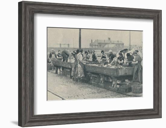 'An Important Part of the Industry. Scottish girls busy gutting at Yarmouth', 1937-Unknown-Framed Photographic Print