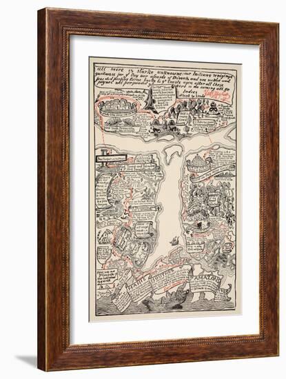 An Inciting Map of the Turbid Amazon, Illustration from 'Just So Stories for Little Children'-Rudyard Kipling-Framed Giclee Print