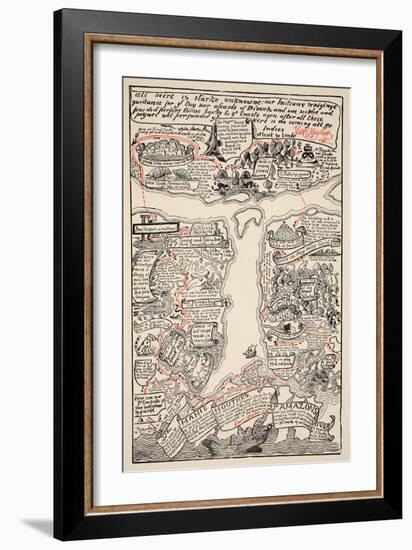 An Inciting Map of the Turbid Amazon, Illustration from 'Just So Stories for Little Children'-Rudyard Kipling-Framed Giclee Print