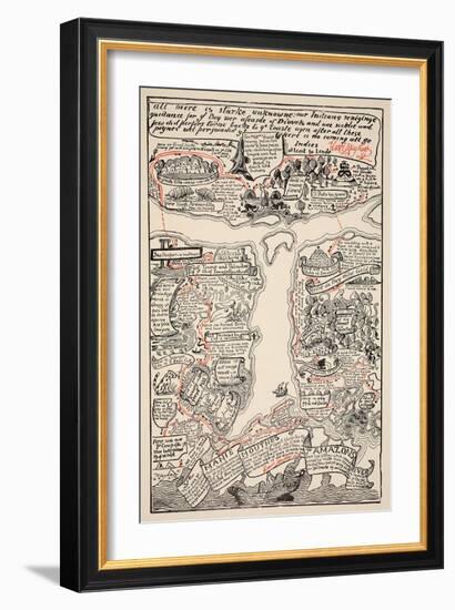 An Inciting Map of the Turbid Amazon, Illustration from 'Just So Stories for Little Children'-Rudyard Kipling-Framed Giclee Print