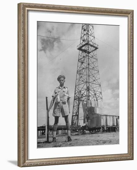 An Indian Army Guard Patroling the Kirkuk Oil Field-Dmitri Kessel-Framed Premium Photographic Print