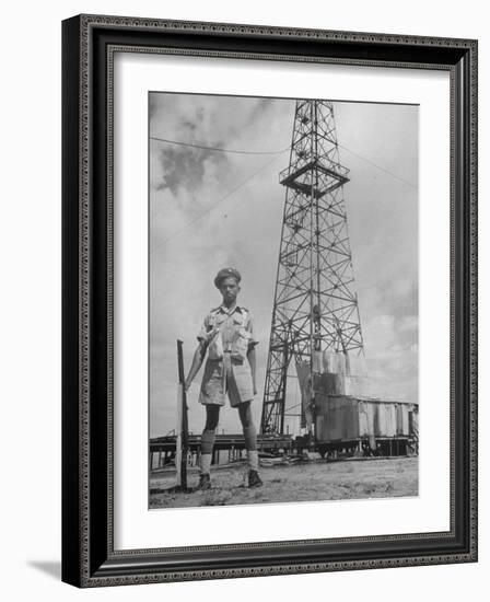 An Indian Army Guard Patroling the Kirkuk Oil Field-Dmitri Kessel-Framed Photographic Print