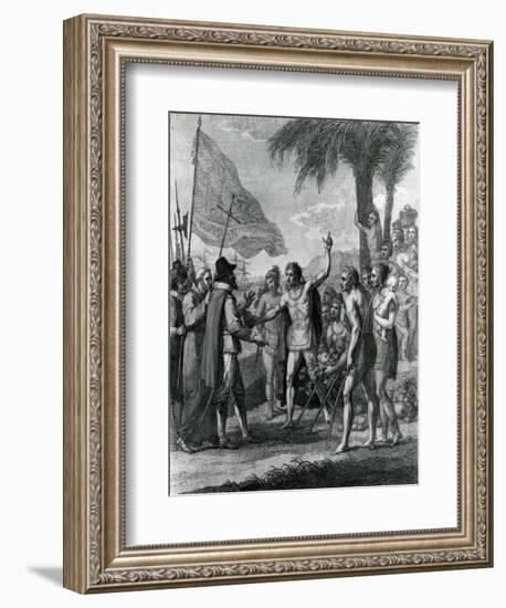 An Indian Cacique of the Island of Cuba Addressing Columbus (1451-1500) Concerning a Future State-Benjamin West-Framed Giclee Print