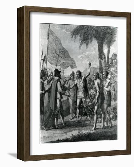 An Indian Cacique of the Island of Cuba Addressing Columbus (1451-1500) Concerning a Future State-Benjamin West-Framed Giclee Print