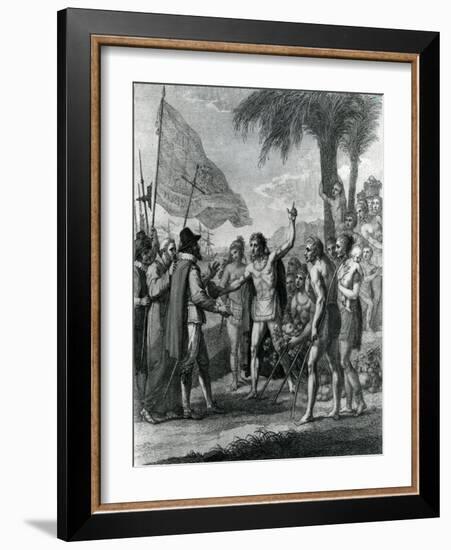 An Indian Cacique of the Island of Cuba Addressing Columbus (1451-1500) Concerning a Future State-Benjamin West-Framed Giclee Print