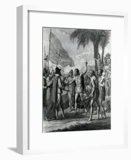 An Indian Cacique of the Island of Cuba Addressing Columbus (1451-1500) Concerning a Future State-Benjamin West-Framed Giclee Print