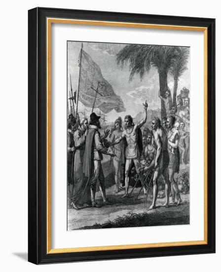 An Indian Cacique of the Island of Cuba Addressing Columbus (1451-1500) Concerning a Future State-Benjamin West-Framed Giclee Print