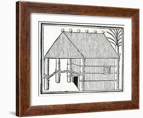 An Indian Habitation from 'La Historia General De Las Indias' 1547-Christopher Columbus-Framed Giclee Print