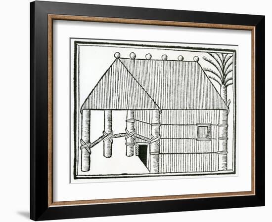 An Indian Habitation from 'La Historia General De Las Indias' 1547-Christopher Columbus-Framed Giclee Print