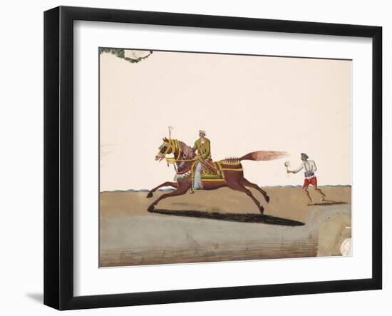 An Indian Noble Riding a Horse with an Attendant Behind, from Thanjavur, India-null-Framed Giclee Print