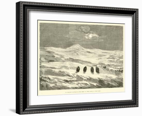 An Indian's Bivouac in the Midst of the Snows of the Sierra-Édouard Riou-Framed Giclee Print