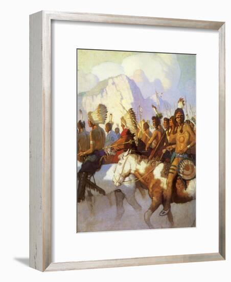 An Indian War Party, 1925-Newell Convers Wyeth-Framed Giclee Print