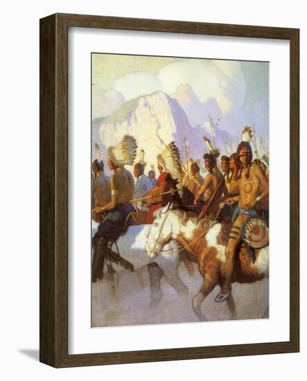 An Indian War Party, 1925-Newell Convers Wyeth-Framed Giclee Print