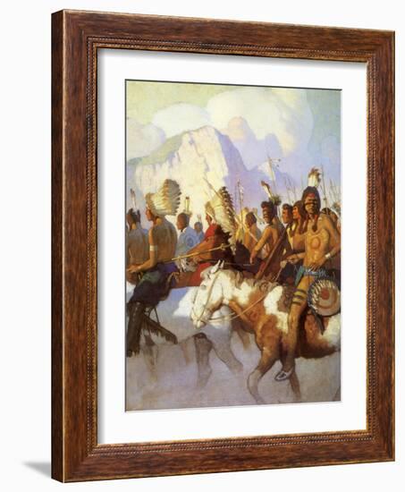 An Indian War Party, 1925-Newell Convers Wyeth-Framed Giclee Print