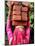 An Indian Woman Construction Worker Stacks Bricks on Her Head-null-Mounted Photographic Print