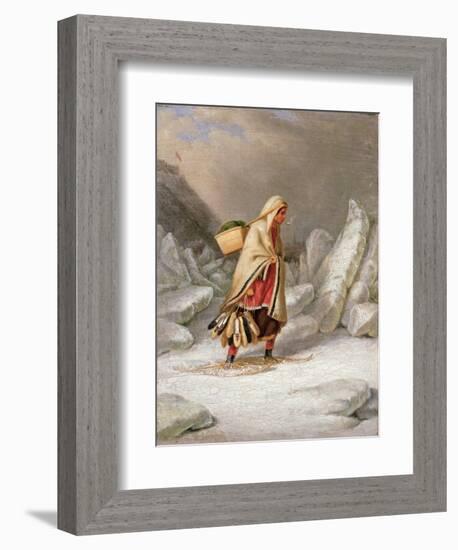 An Indian Woman Wearing Snowshoes-Cornelius Krieghoff-Framed Giclee Print