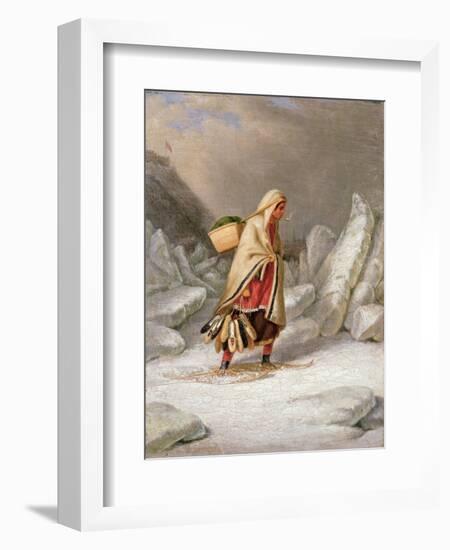 An Indian Woman Wearing Snowshoes-Cornelius Krieghoff-Framed Giclee Print