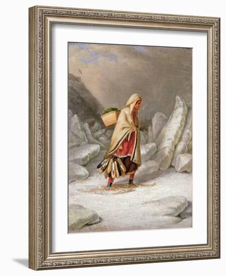 An Indian Woman Wearing Snowshoes-Cornelius Krieghoff-Framed Giclee Print