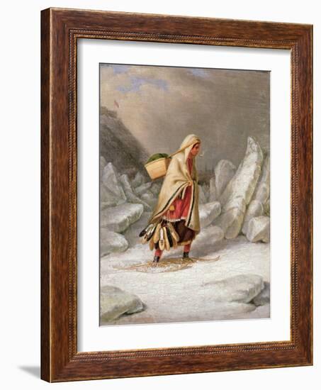 An Indian Woman Wearing Snowshoes-Cornelius Krieghoff-Framed Giclee Print