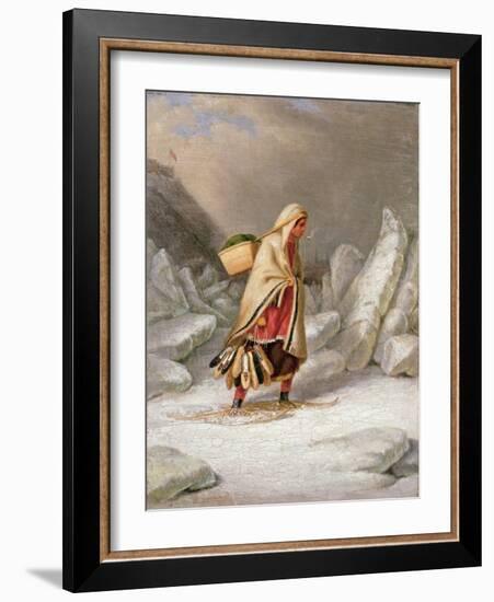 An Indian Woman Wearing Snowshoes-Cornelius Krieghoff-Framed Giclee Print